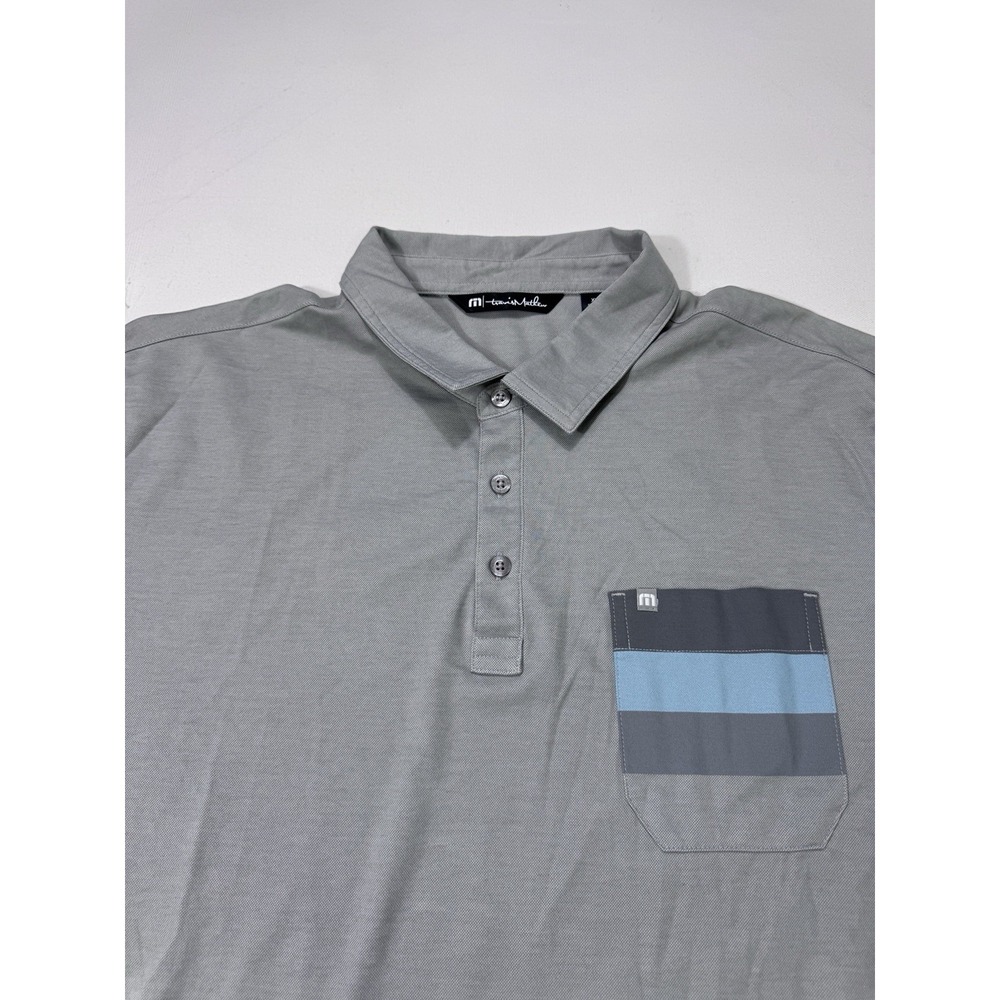 Travis Mathew Polo Mens Golf Shirt XL Grey Talamore Logo Pima Cotton Pocket